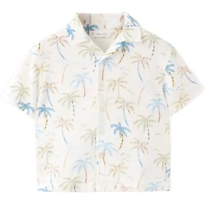 Mango Palm Trees Design Cotton Shirt 18-24M Cream 18-24M Mango Palm Trees Design Cotton Shirt 18-24M Cream 18-24M