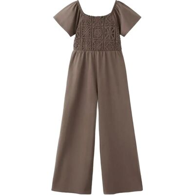 Mango Long Jumpsuit With Embroidered Details 7-8 Brown 7-8 Mango Long Jumpsuit With Embroidered Details 7-8 Brown 7-8