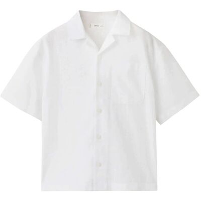 Mango Linen-Blend Short-Sleeve Shirt 134 White 134 Mango Linen-Blend Short-Sleeve Shirt 134 White 134