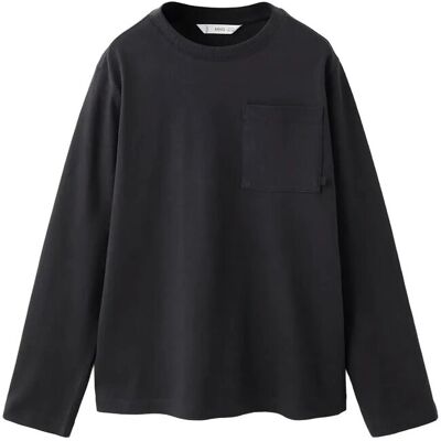 Mango Long-Sleeved T-Shirt With Pocket 7-8 Black 7-8 Mango Long-Sleeved T-Shirt With Pocket 7-8 Black 7-8