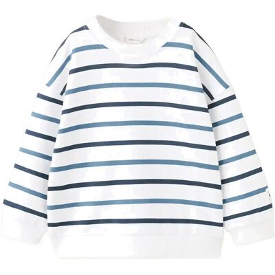 Mango Striped Cotton-Blend Sweatshirt 12-18M White 12-18M Mango Striped Cotton-Blend Sweatshirt 12-18M White 12-18M