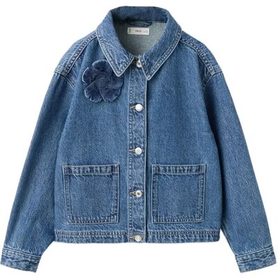 Mango Denim Jacket With Flower Detail 13-14 Blue 13-14 Mango Denim Jacket With Flower Detail 13-14 Blue 13-14