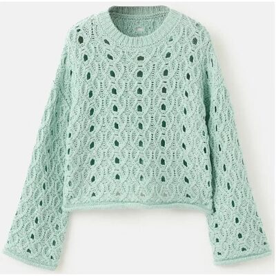 Mango Openwork Lurex Knit Sweater 9-10 Green 9-10 Mango Openwork Lurex Knit Sweater 9-10 Green 9-10