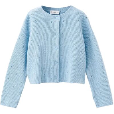 Mango Openwork Detail Knit Cardigan 12-18M Blue 12-18M Mango Openwork Detail Knit Cardigan 12-18M Blue 12-18M