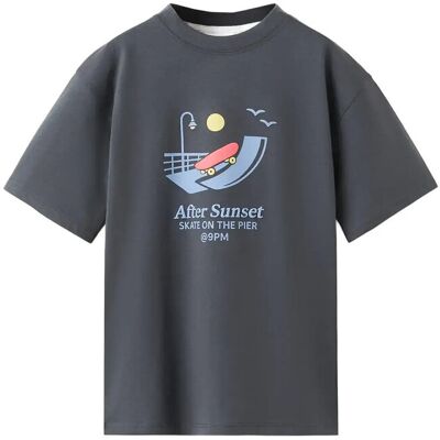 Mango Printed Cotton-Blend T-Shirt 9-10 Grey 9-10 Mango Printed Cotton-Blend T-Shirt 9-10 Grey 9-10