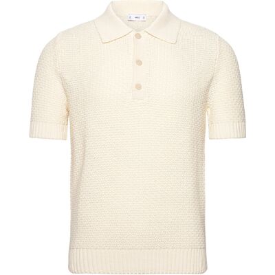 Mango Openwork Cotton Knitte Polo Shirt L Cream L Mango Openwork Cotton Knitte Polo Shirt L Cream L