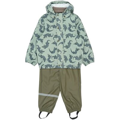 mikk-line Pu Rain Set Aop W. Susp/104 110 Khaki 110 mikk-line Pu Rain Set Aop W. Susp/104 110 Khaki 110