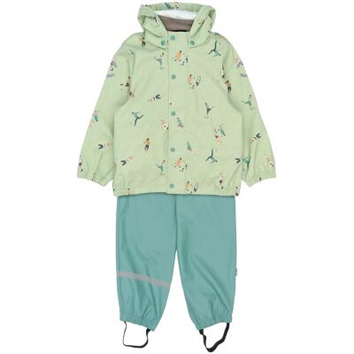 mikk-line Pu Rain Set Aop W. Susp/104 104 Green 104 mikk-line Pu Rain Set Aop W. Susp/104 104 Green 104