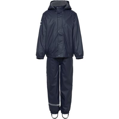 mikk-line Pu Rain Set W. Fleece/Susp. 104 74 Navy 74 mikk-line Pu Rain Set W. Fleece/Susp. 104 74 Navy 74
