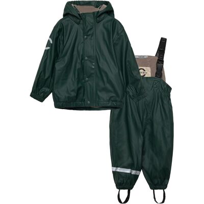 mikk-line Pu Rain Set W. Fleece/Susp. 104 74 Green 74 mikk-line Pu Rain Set W. Fleece/Susp. 104 74 Green 74