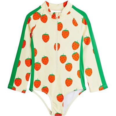 Mini Rodini Strawberries Aop Ls Uv Swimsuit 128/134 Cream 128/134 Mini Rodini Strawberries Aop Ls Uv Swimsuit 128/134 Cream 128/134