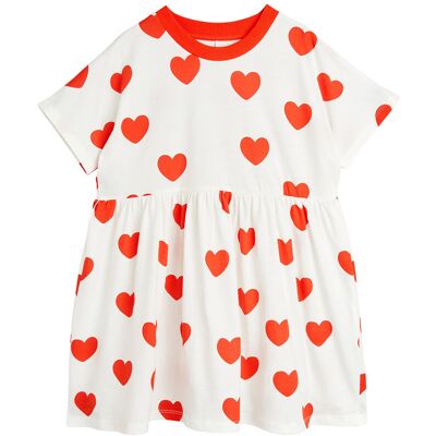 Mini Rodini Hearts Aop Ss Dress 140-146 White 140-146 Mini Rodini Hearts Aop Ss Dress 140-146 White 140-146