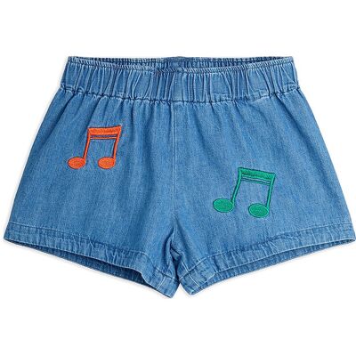 Mini Rodini Note Emb Lightweight Denim Shorts 104/110 Blue 104/110 Mini Rodini Note Emb Lightweight Denim Shorts 104/110 Blue 104/110