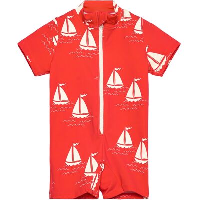 Mini Rodini Sailing Boats Aop Ss Uv Suit 56/62 Red 56/62 Mini Rodini Sailing Boats Aop Ss Uv Suit 56/62 Red 56/62