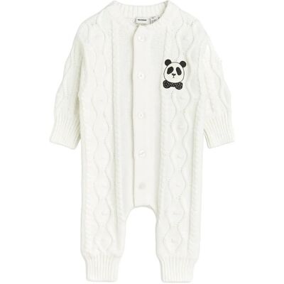Mini Rodini Panda Texture Knit Baby Onesie 92/98 White 92/98 Mini Rodini Panda Texture Knit Baby Onesie 92/98 White 92/98