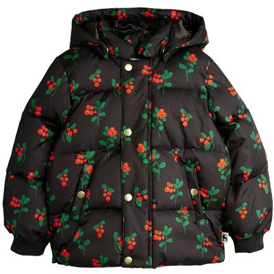 Mini Rodini Lingonberries Aop Hooded Puffer 92/98 Black 92/98 Mini Rodini Lingonberries Aop Hooded Puffer 92/98 Black 92/98