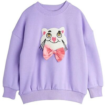 Mini Rodini Cat With Bowtie Chenille Sweatshirt 68/74 Purple 68/74 Mini Rodini Cat With Bowtie Chenille Sweatshirt 68/74 Purple 68/74