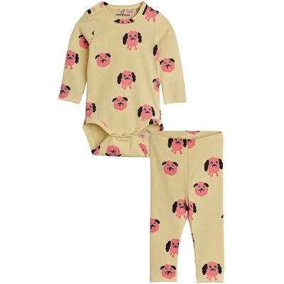 Mini Rodini Doggies Aop Baby Set 80/86 Yellow 80/86 Mini Rodini Doggies Aop Baby Set 80/86 Yellow 80/86