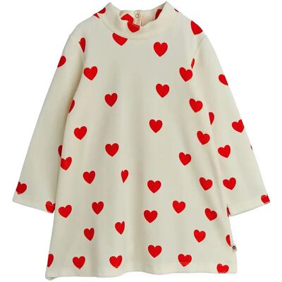 Mini Rodini Hearts Aop Velour Dress 104/110 Cream 104/110 Mini Rodini Hearts Aop Velour Dress 104/110 Cream 104/110