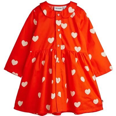 Mini Rodini Hearts Aop Woven Ls Dress 128/134 Red 128/134 Mini Rodini Hearts Aop Woven Ls Dress 128/134 Red 128/134
