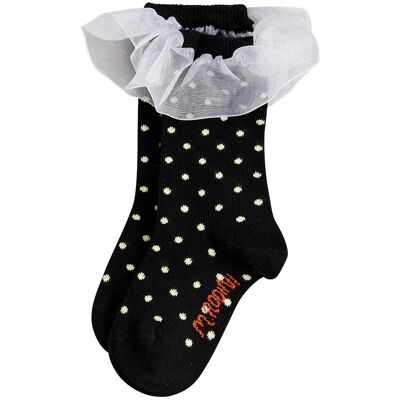 Mini Rodini Polka Dot Frill 1-Pack Socks 32/35 Black 32/35 Mini Rodini Polka Dot Frill 1-Pack Socks 32/35 Black 32/35