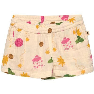 Mini Rodini Space Aop Muslin Shorts 92/98 Cream 92/98 Mini Rodini Space Aop Muslin Shorts 92/98 Cream 92/98