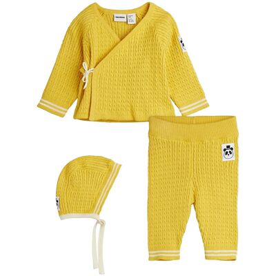 Mini Rodini Cable Knit Baby Kit 56 Yellow 56 Mini Rodini Cable Knit Baby Kit 56 Yellow 56