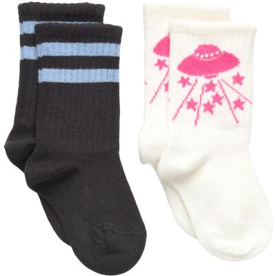 Mini Rodini Ufo 2-Pack Baby Socks 16/19 Blue 16/19 Mini Rodini Ufo 2-Pack Baby Socks 16/19 Blue 16/19