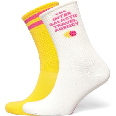 Mini Rodini Intergalactic 2-Pack Socks 28/31 Yellow 28/31 Mini Rodini Intergalactic 2-Pack Socks 28/31 Yellow 28/31