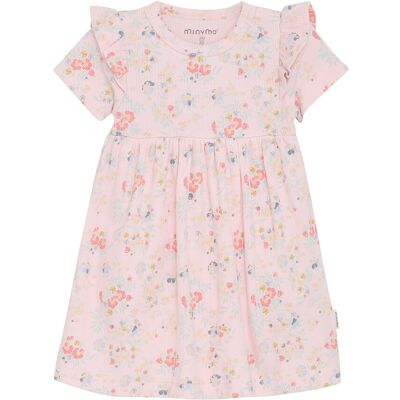 Minymo Dress Ss Aop Rib 62 Pink 62 Minymo Dress Ss Aop Rib 62 Pink 62