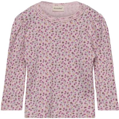 Minymo T-Shirt Ls Aop Rib 68 Pink 68 Minymo T-Shirt Ls Aop Rib 68 Pink 68