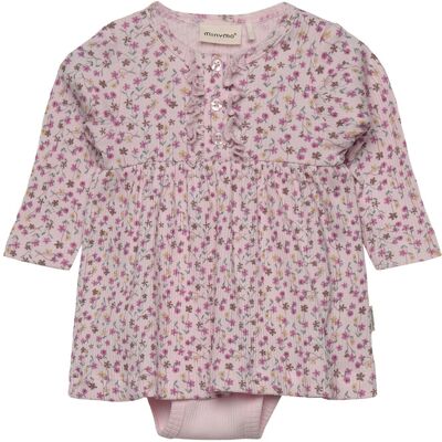 Minymo Dress Ls Aop Rib 86 Pink 86 Minymo Dress Ls Aop Rib 86 Pink 86
