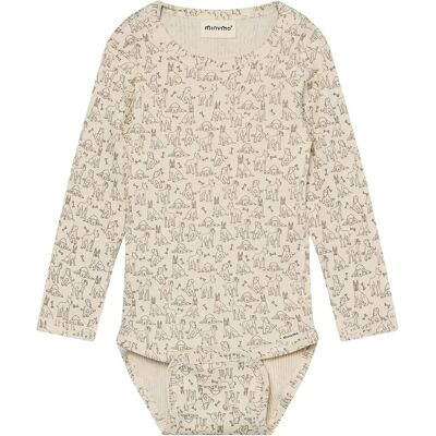 Minymo Body Ls Aop Rib 86 Cream 86 Minymo Body Ls Aop Rib 86 Cream 86