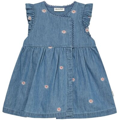 Minymo Dress Ss Emb. Chambray 86 Blue 86 Minymo Dress Ss Emb. Chambray 86 Blue 86