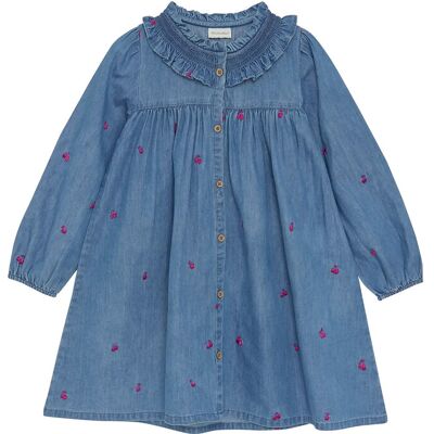 Minymo Dress Ls W. Emb 122 Blue 122 Minymo Dress Ls W. Emb 122 Blue 122