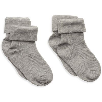 Minymo Baby Rib Sock W. Fold (2-Pack) 11-14 Grey 11-14 Minymo Baby Rib Sock W. Fold (2-Pack) 11-14 Grey 11-14
