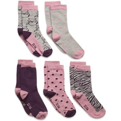 Minymo Sock W. Pattern (5-Pack) 15\18 Pink 15\18 Minymo Sock W. Pattern (5-Pack) 15\18 Pink 15\18