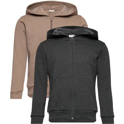 Minymo Sweat Jacket W. Hood (2-Pack) 122 Brown 122 Minymo Sweat Jacket W. Hood (2-Pack) 122 Brown 122