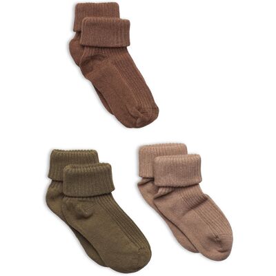 Minymo Baby Sock Rib (3 Pack) 19-22 Brown 19-22 Minymo Baby Sock Rib (3 Pack) 19-22 Brown 19-22
