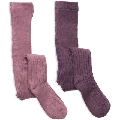 Minymo Wool Stocking - Rib 2-Pack 68\74 Purple 68\74 Minymo Wool Stocking - Rib 2-Pack 68\74 Purple 68\74