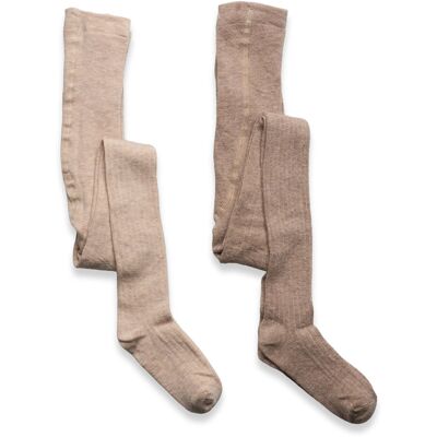 Minymo Wool Stocking - Rib 2-Pack 104\110 Beige 104\110 Minymo Wool Stocking - Rib 2-Pack 104\110 Beige 104\110