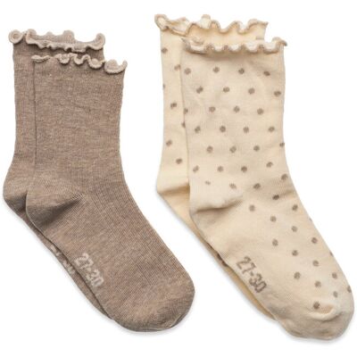Minymo Socks W. Lettuce Edge (2-Pack) 15\18 Beige 15\18 Minymo Socks W. Lettuce Edge (2-Pack) 15\18 Beige 15\18