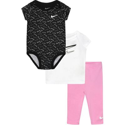 Nike 3 Pc Bodysuit Pant Set 62/68 Pink 62/68 Nike 3 Pc Bodysuit Pant Set 62/68 Pink 62/68