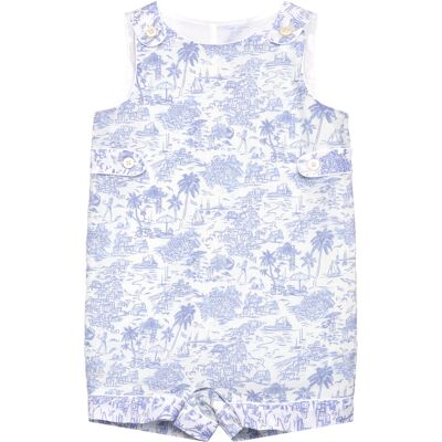 Ralph Lauren Baby Riviera Toile Cotton Overall & Hat Set 53-60 Blue 53-60 Ralph Lauren Baby Riviera Toile Cotton Overall & Hat Set 53-60 Blue 53-60