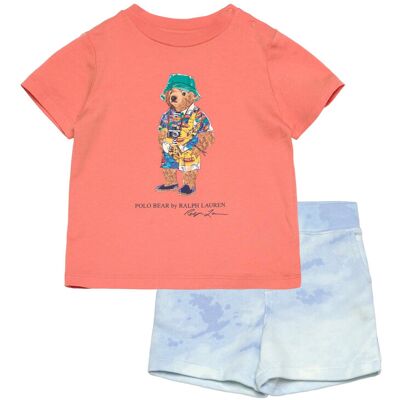 Ralph Lauren Baby Polo Bear Jersey Tee & Terry Short Set 53-60 Coral 53-60 Ralph Lauren Baby Polo Bear Jersey Tee & Terry Short Set 53-60 Coral 53-60