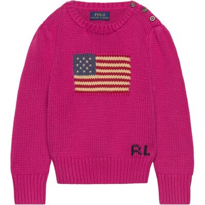 Ralph Lauren Kids Flag Cotton Crewneck Sweater 94-100 Pink 94-100 Ralph Lauren Kids Flag Cotton Crewneck Sweater 94-100 Pink 94-100