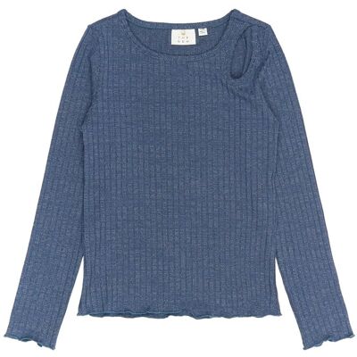 The New Tnrina L_S Glitter Rib Tee 134/140 Blue 134/140 The New Tnrina L_S Glitter Rib Tee 134/140 Blue 134/140