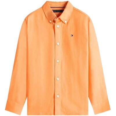 Tommy Hilfiger Linen Blend Relaxed Shirt Ls 152 Orange 152 Tommy Hilfiger Linen Blend Relaxed Shirt Ls 152 Orange 152