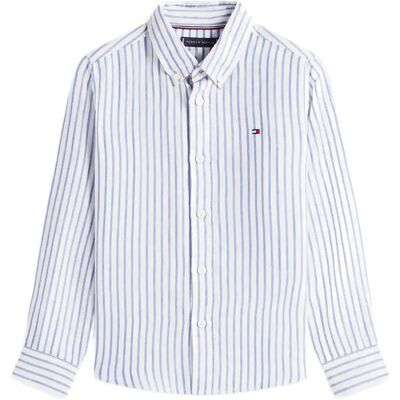 Tommy Hilfiger Linen Blend Striped Shirt Ls 164 Blue 164 Tommy Hilfiger Linen Blend Striped Shirt Ls 164 Blue 164