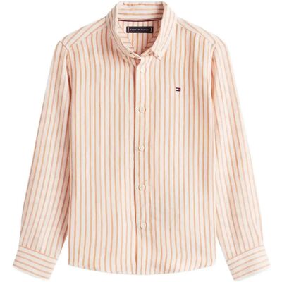 Tommy Hilfiger Linen Blend Striped Shirt Ls 164 Orange 164 Tommy Hilfiger Linen Blend Striped Shirt Ls 164 Orange 164